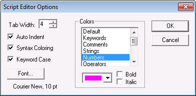 Script Editor Options